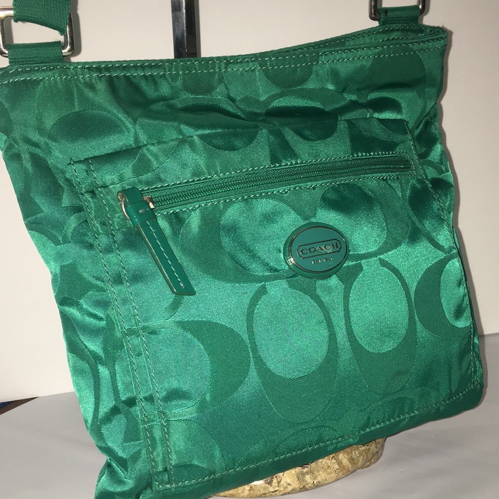 Coach Green Signature Nylon Crossbody Bag